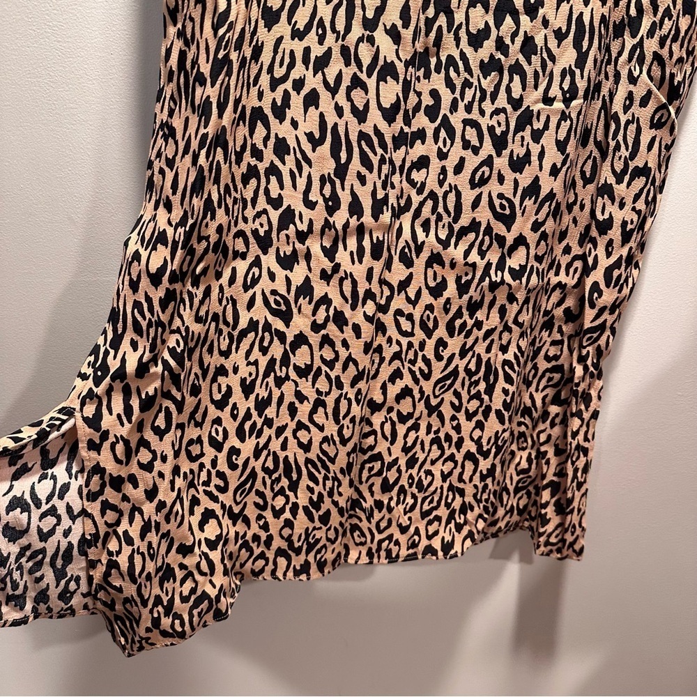 Anthropologie McKenzie Mock Neck Leopard Print Black & Tan Tunic Midi Dress XS - Picture 8 of 16